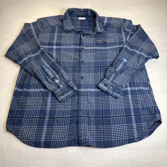 Columbia Button Down Shirt Men's Extra Large Blue Plaid Flannel Outdoor/Casual - Picture 1 of 9